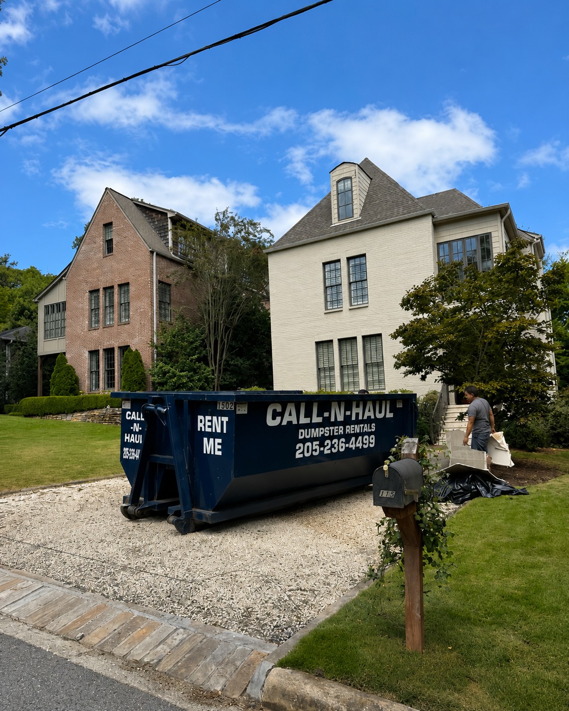 Call-N-Haul dumpsters at a Birmingham area cleanup project
