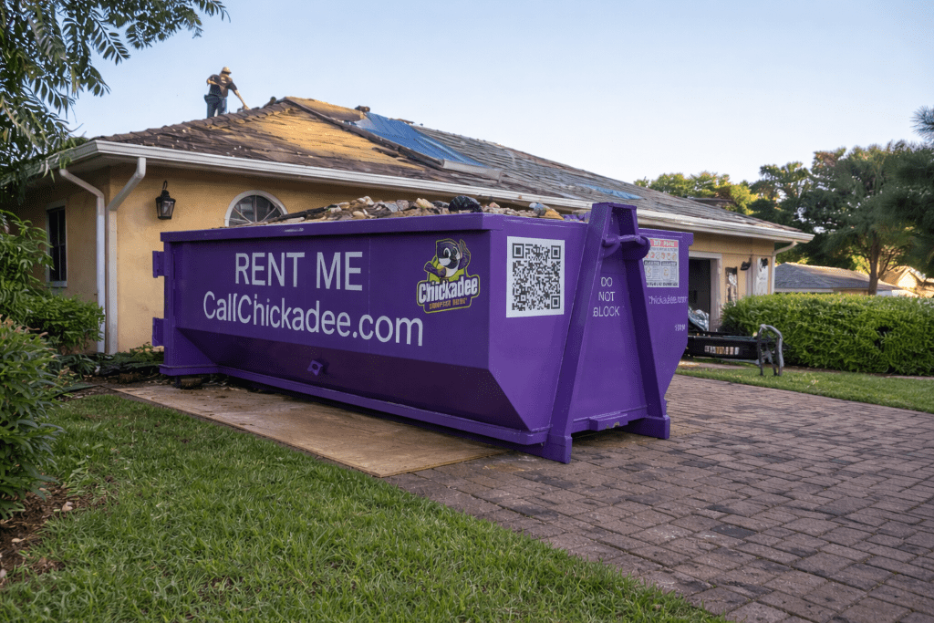Dumpster rental Palm City FL at a residential cleanup project