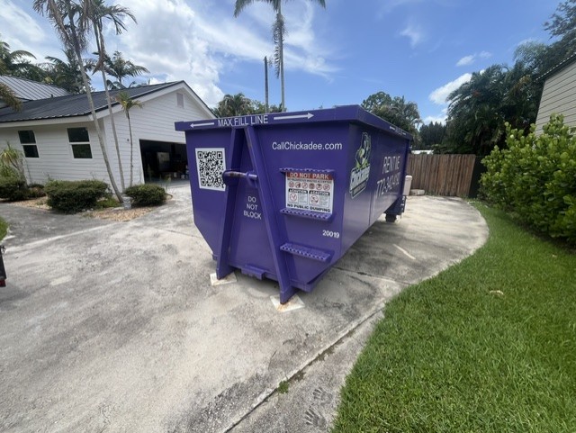 Chickadee 20-yard dumpster for a roofing project in Sewall's Point FL