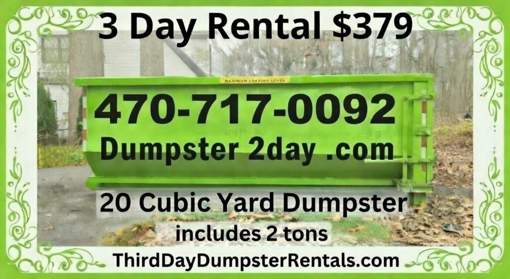 dumpster rental northwest GA 3 day rental